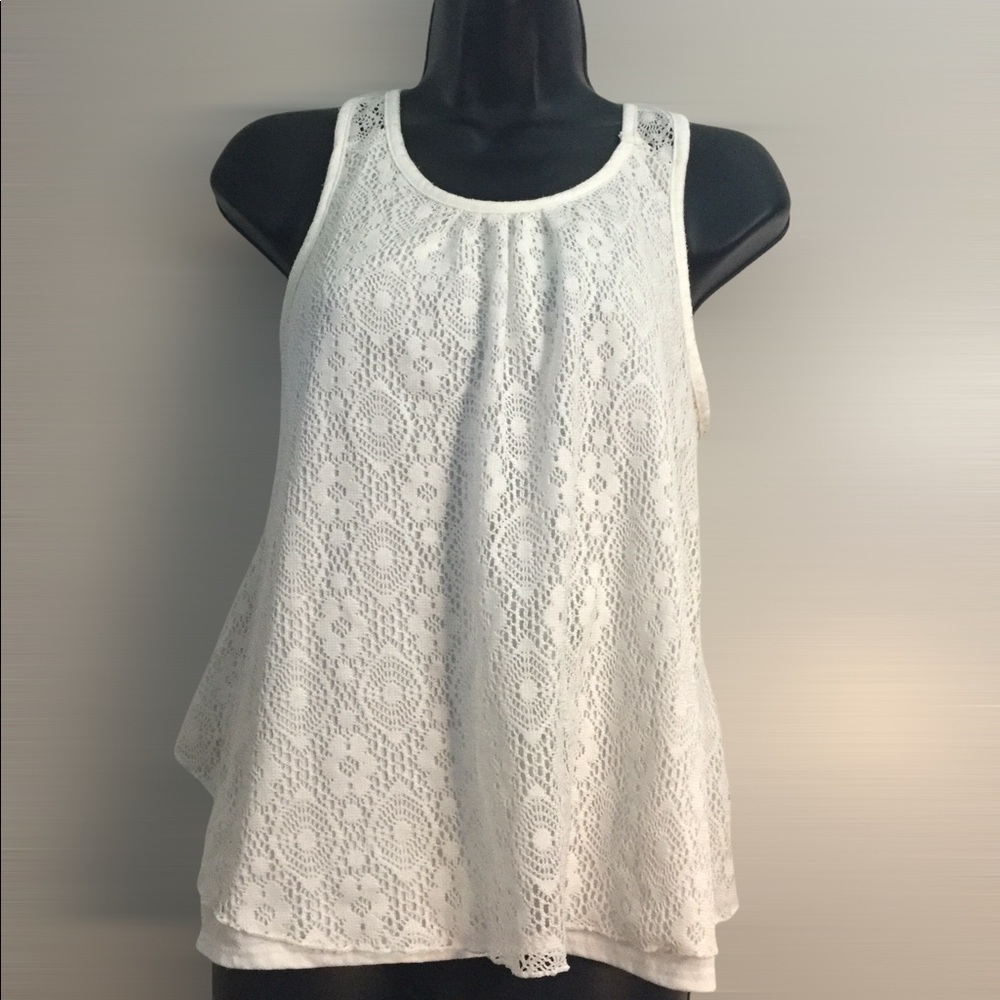 Miss Majesty White Lace Sleeveless Top Girls Size L